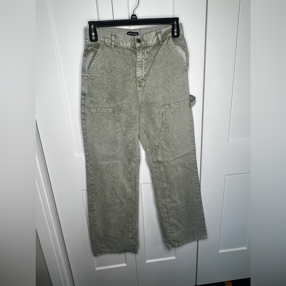 Pretty Little Thing Wide Leg Green Denim Jeans Women’s Size 8
